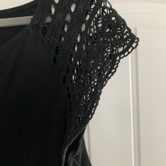 Lauren Ralph Lauren 100% Cotton XL Crochet Sleeve and Fit and Flare Black Dress - Picture 3 of 6